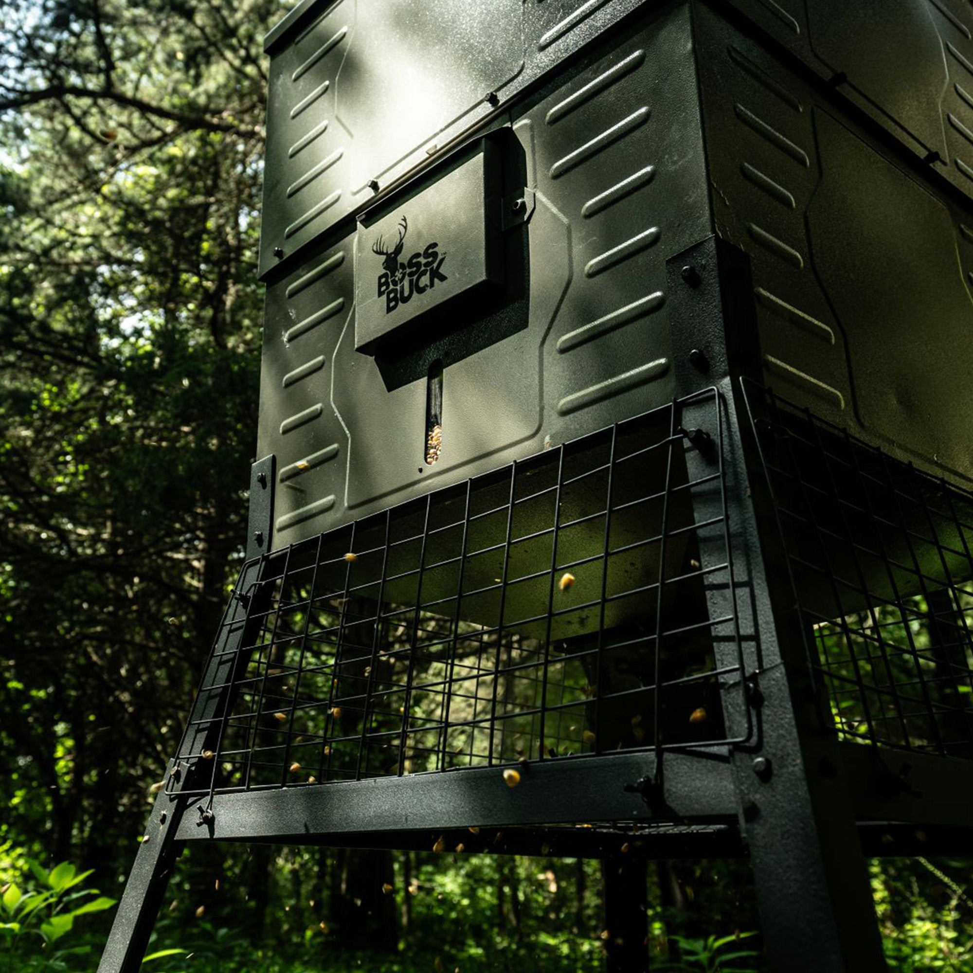 Boss Buck Stand & Fill Sled Feeder with Evolution Spin Plate, 300 Pound Capacity - VMInnovations