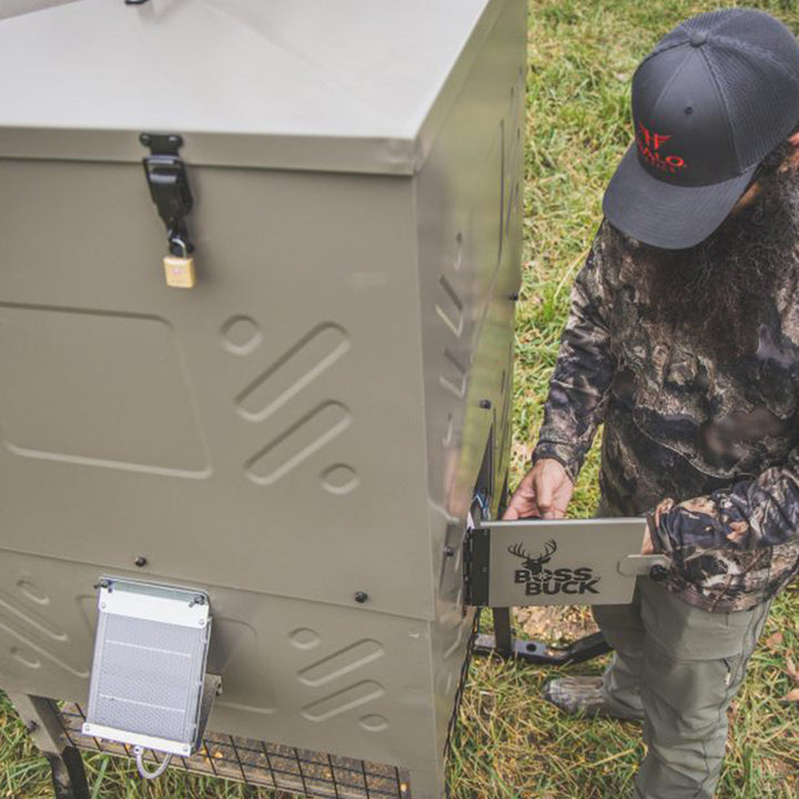 Boss Buck Stand & Fill Sled Feeder with Evolution Spin Plate, 600 Pound Capacity - VMInnovations