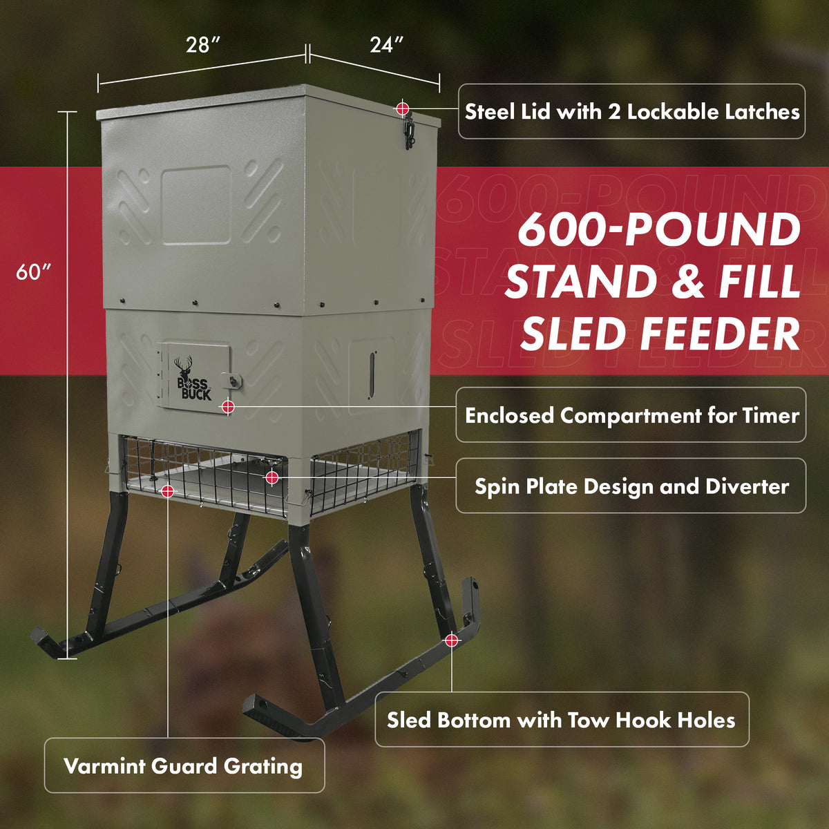 Boss Buck Stand & Fill Sled Feeder with Evolution Spin Plate (For Parts) - VMInnovations