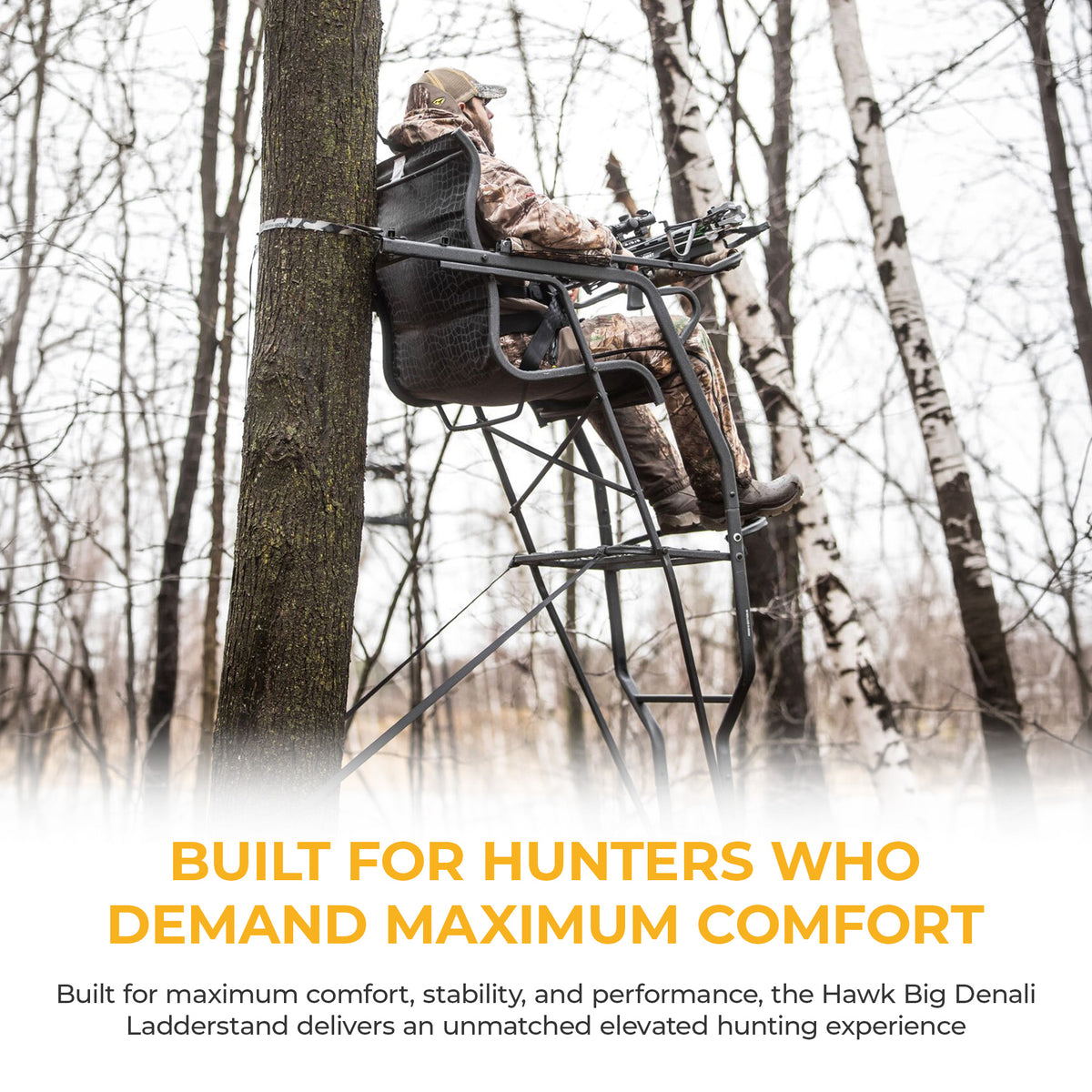 Hawk Hunting Big Denali Ladderstand with 26" Wide Seat and 23" Backrest, (Used)