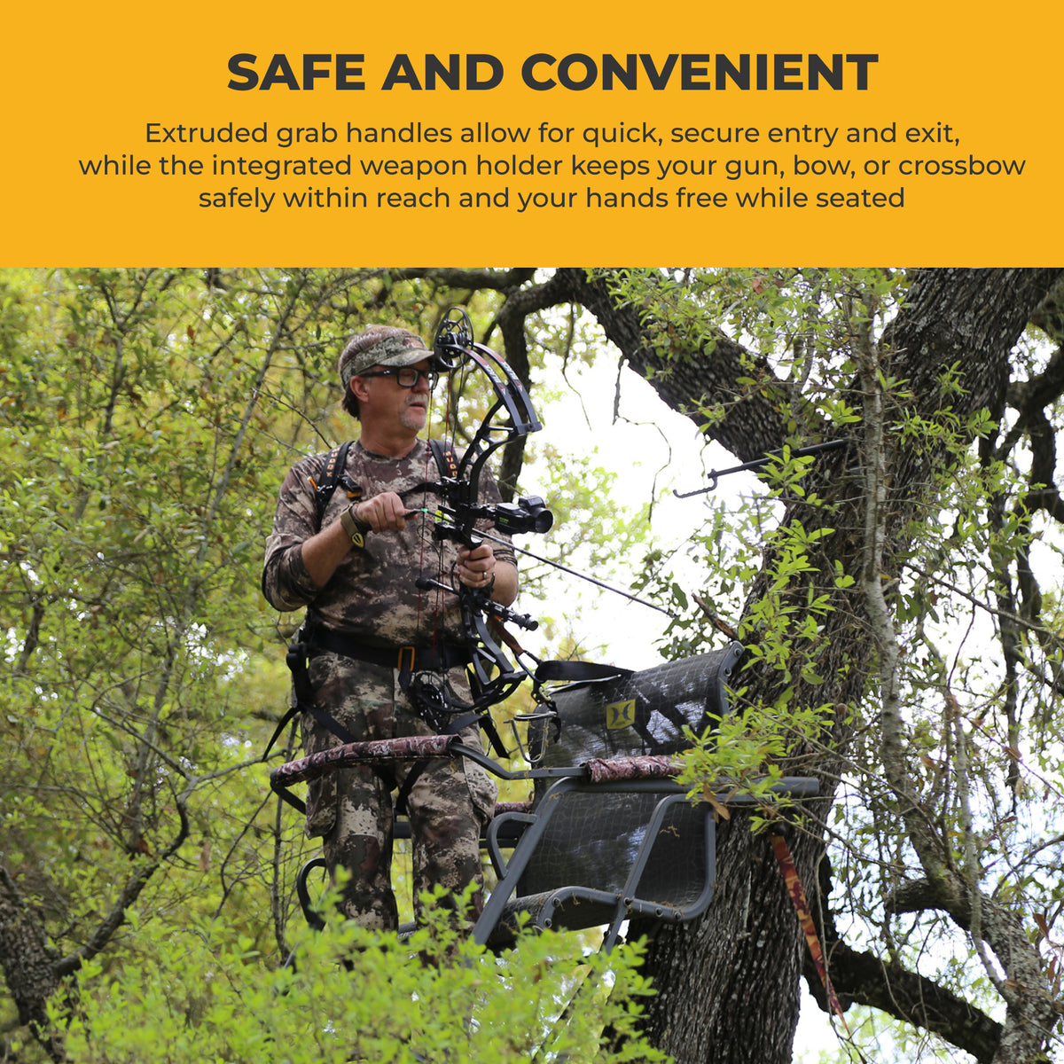 Hawk Hunting Big Denali Ladderstand with 26" Wide Seat and 23" Backrest, Multi - VMInnovations