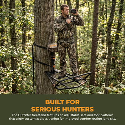 MUDDY Outfitter Hang On Hunting Tree Stand w/ Adjustable Platform & Padded Seat