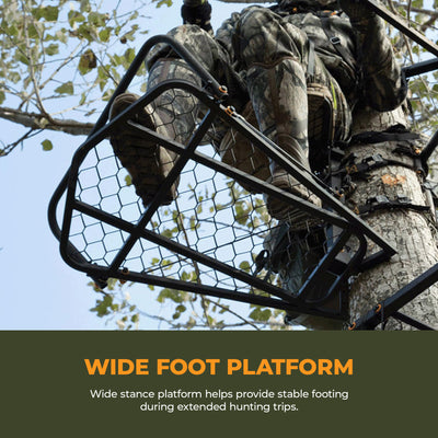 MUDDY Outfitter Hang On Hunting Tree Stand w/ Adjustable Platform & Padded Seat