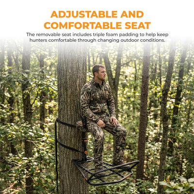 MUDDY Outfitter Hang On Hunting Tree Stand w/ Adjustable Platform & Padded Seat