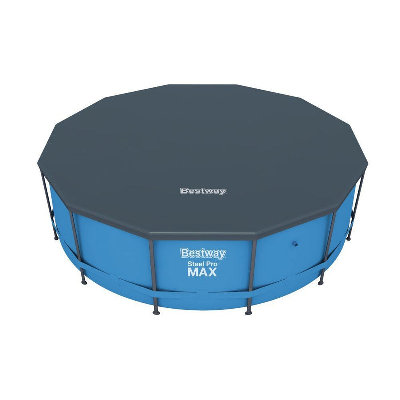 Bestway Round PVC 12 Foot Pool Cover for Above Ground Pro Frame Pools (2 Pack)