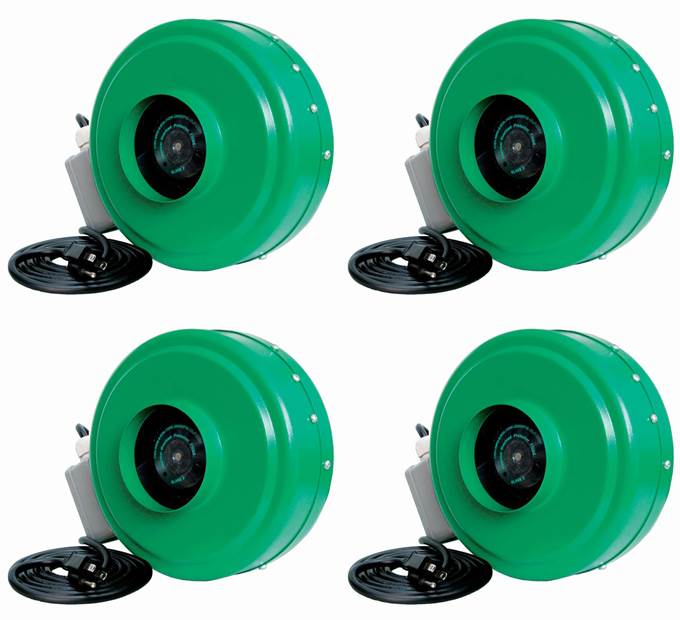 Active Air ACDF4 4 Inch Hydroponic Inline Fan with Brackets, 165 CFM (4 Pack)