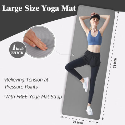 BalanceFrom Yoga Mat, 1in Extra Thick Exercise Pilates Workout Mat (Open Box) - VMInnovations