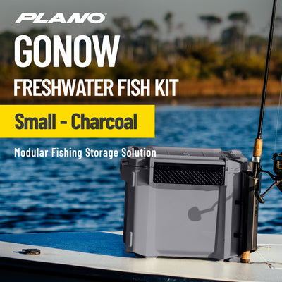 Plano GoNow Freshwater Fish Kit, Waterproof Field Box with Rod Holders, Charcoal - VMInnovations