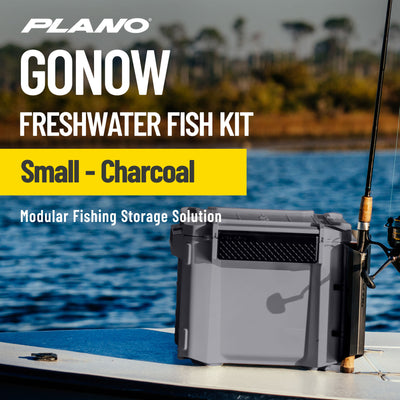 Plano GoNow Freshwater Fish Kit, Waterproof Field Box with Rod Holders, Charcoal - VMInnovations