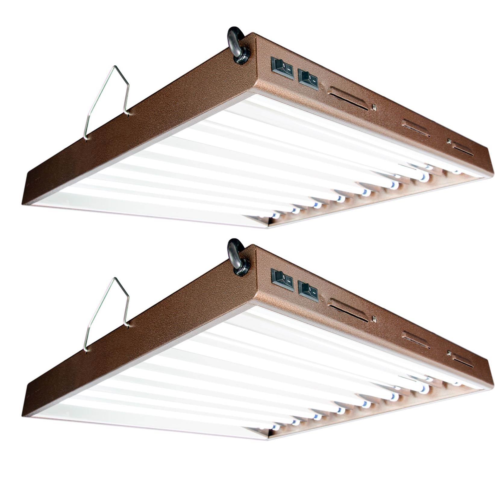 Agrobrite FLP28 Designer T5 192W 2' 8-Tube Grow Light Fixtures w/ Bulbs, 2 Pack