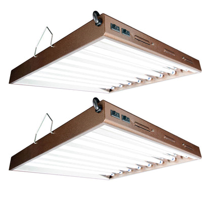 Agrobrite FLP28 Designer T5 192W 2' 8-Tube Grow Light Fixtures w/ Bulbs, 2 Pack