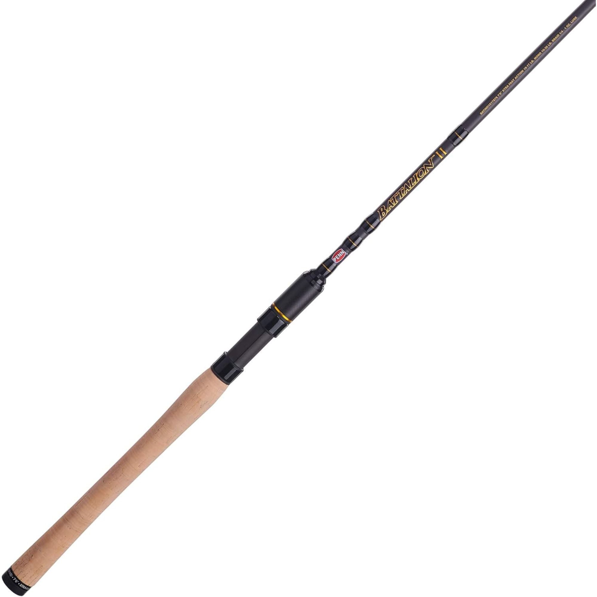 Penn Battalion II Inshore Spinning Rod, 7'6" with 10-17 Pound Load, Black/Gold