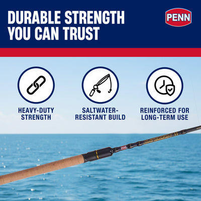 Penn Battalion II Inshore Spinning Rod 7'6" Medium-Light Power 1-Piece, Black - VMInnovations