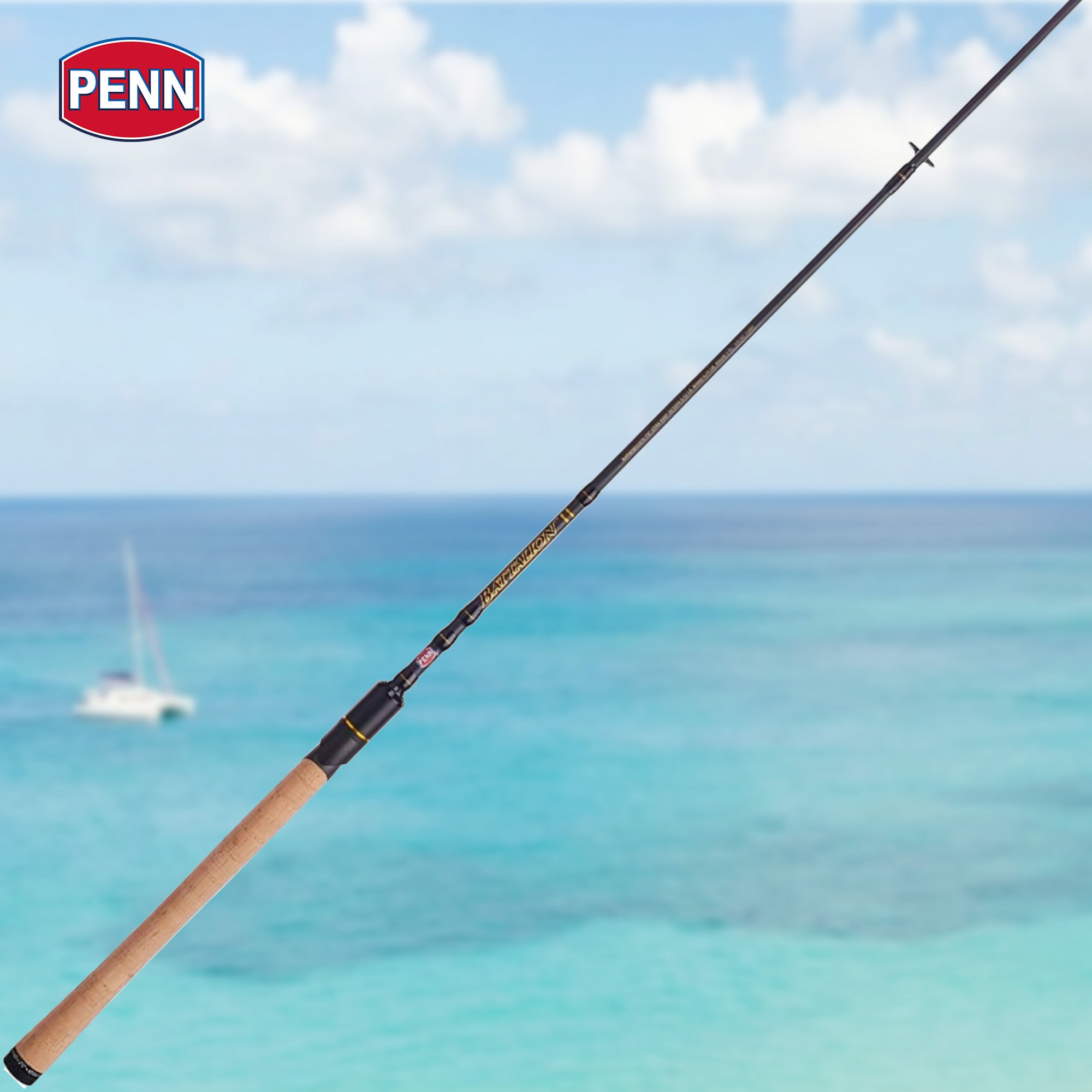Penn Battalion II Inshore Spinning Rod 7'6" Medium-Light Power 1-Piece, Black - VMInnovations
