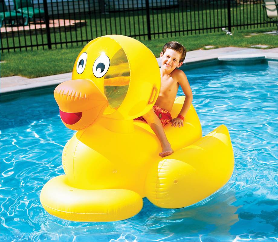 Swimline 9062 Inflatable Swimming Pool Giant Ducky Ride-On Floating Toy Raft - VMInnovations