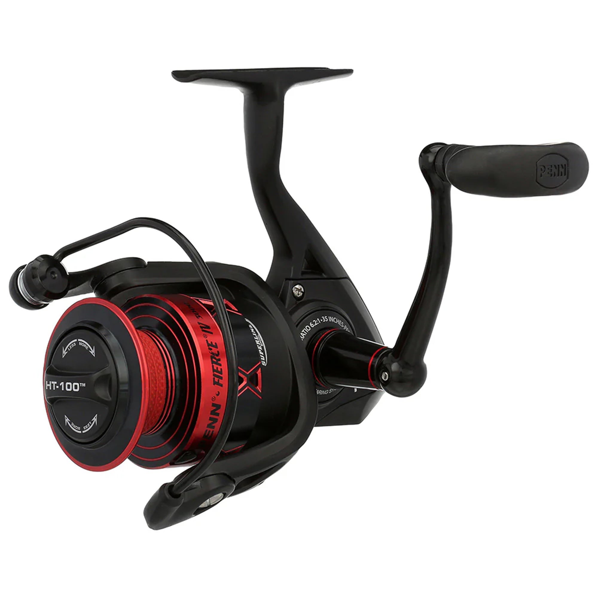PENN Fierce IV Spinning Fishing Reel, 6.2:1 Gear Ratio, Size 3000, Black/Red