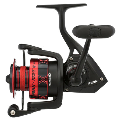 PENN Fierce IV Spinning Fishing Reel, 6.2:1 Gear Ratio, Size 3000, Black/Red