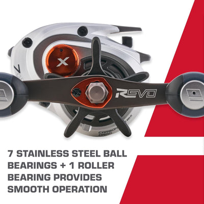 Abu Garcia Revo 5 X Low Profile Baitcast Reel, 27" Retrieve, Right Hand, White