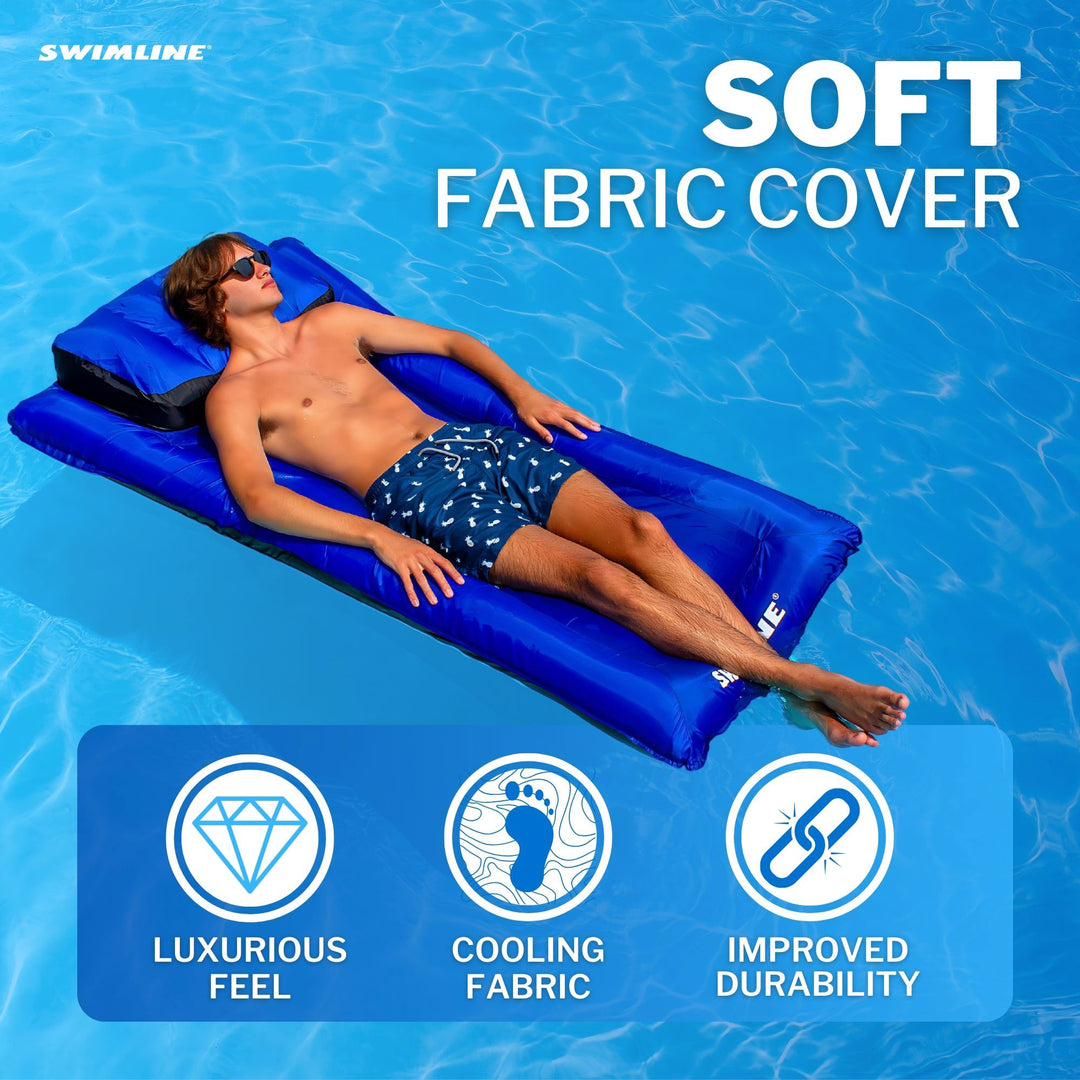 Swimline Oversized Inflatable Swimming Pool Air Mattress Floating Raft, Blue - VMInnovations