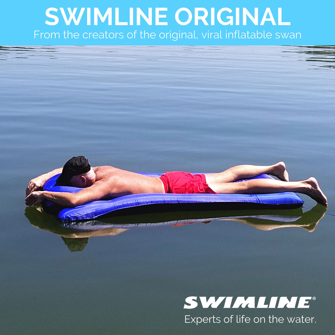 Swimline Oversized Inflatable Swimming Pool Air Mattress Floating Raft, Blue