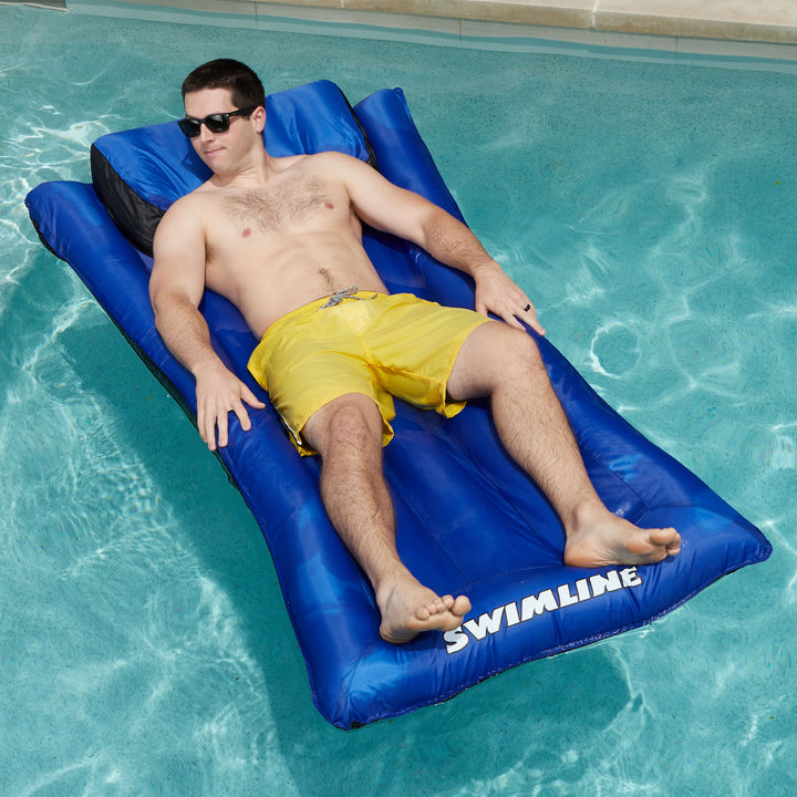 Swimline Oversized Inflatable Swimming Pool Air Mattress Floating Raft, Blue