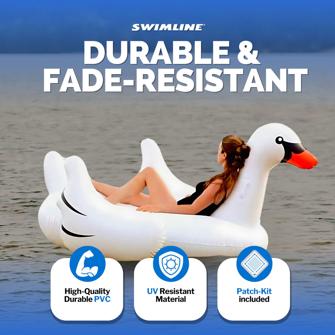 Swimline Swimming Pool Giant Rideable Swan Inflatable Float Toy 75" (Open Box)
