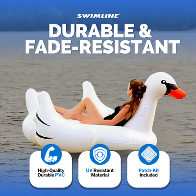 Swimline Swimming Pool Giant Rideable Swan Inflatable Float Toy 75" (Open Box) - VMInnovations