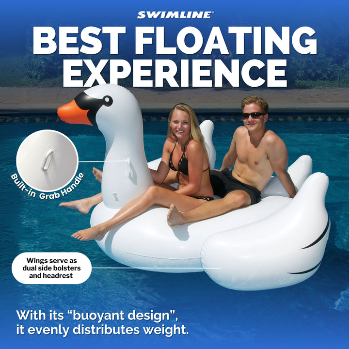 Swimline Swimming Pool Giant Rideable Swan Inflatable Float Toy 75" (Open Box)