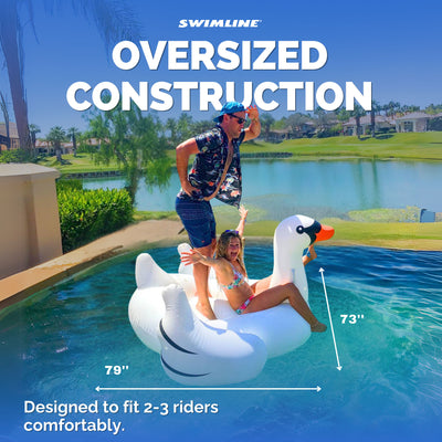 Swimline Swimming Pool Giant Rideable Swan Inflatable Float Toy 75" (Open Box) - VMInnovations