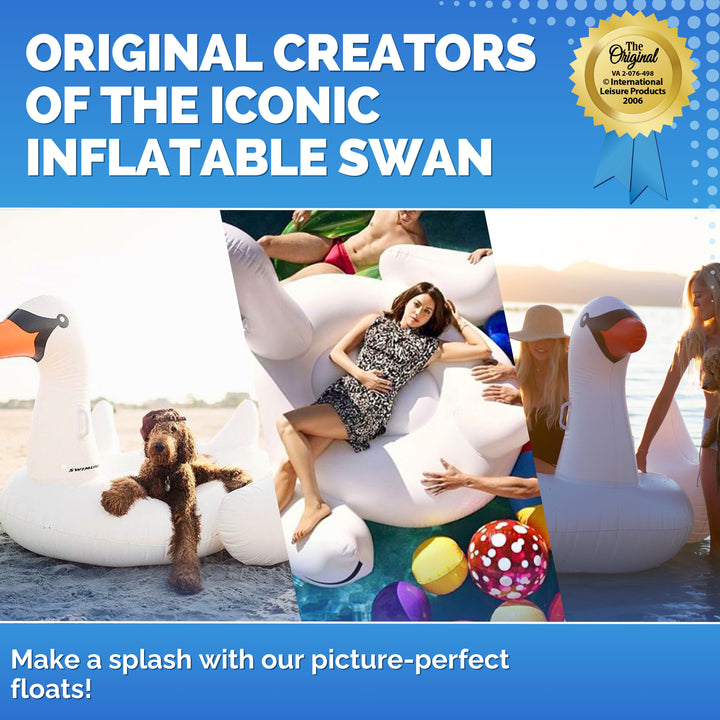 Swimline Swimming Pool Giant Rideable Swan Inflatable Float Toy 75" (Open Box) - VMInnovations