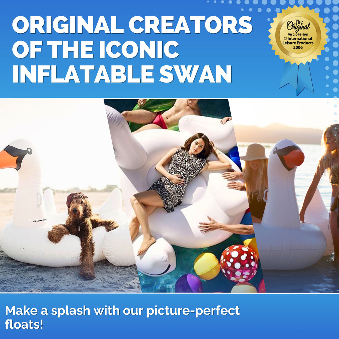 Swimline Swimming Pool Giant Rideable Swan Inflatable Float Toy 75" (Open Box) - VMInnovations