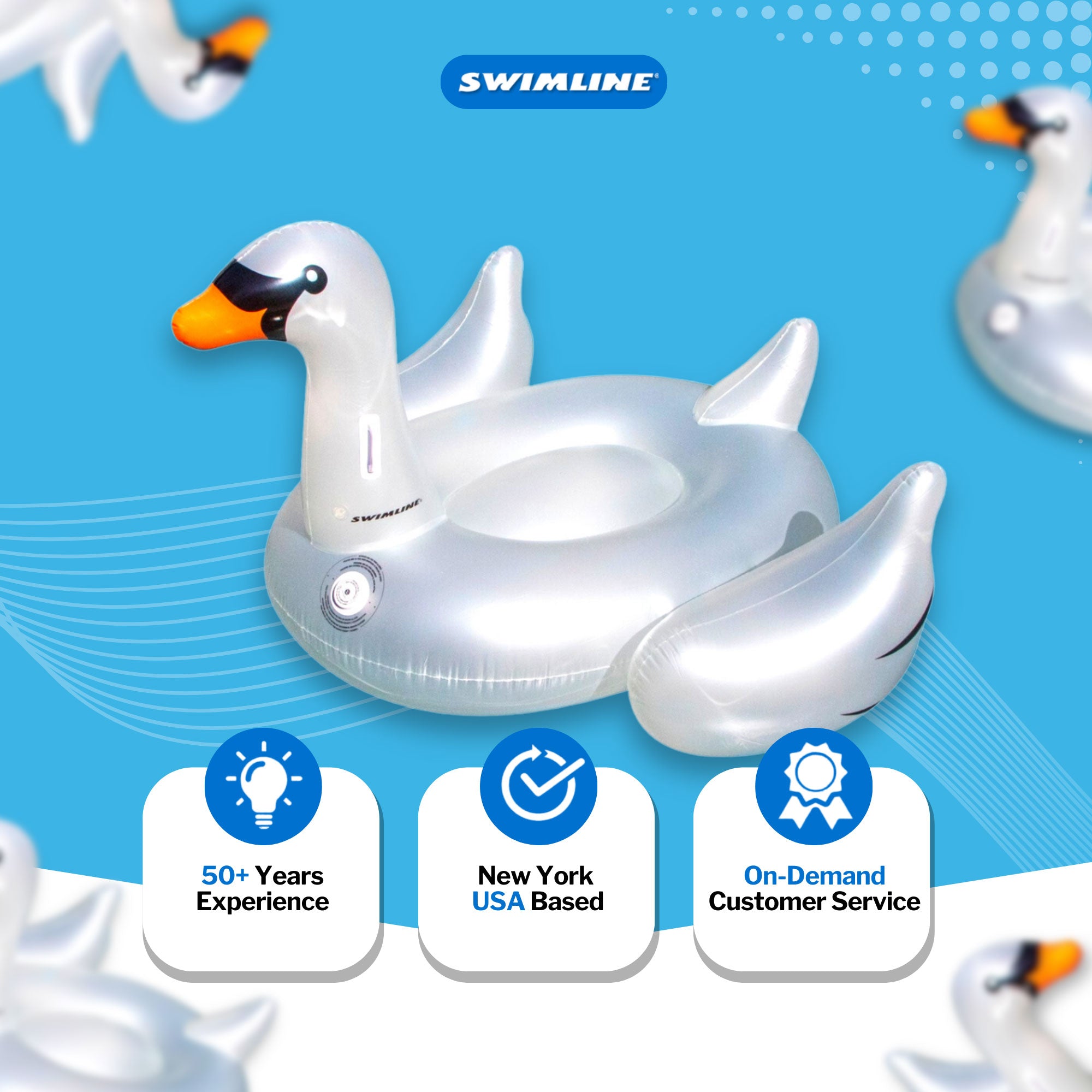 Swimline Swimming Pool Giant Rideable Swan Inflatable Float Toy 75" (Open Box) - VMInnovations