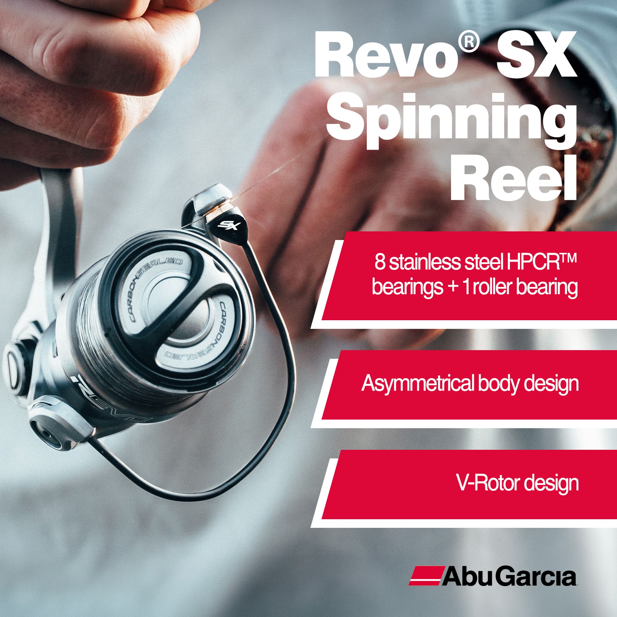 Abu Garcia Revo SX Spinning Reel, Smooth Carbon Drag, 6.2:1 Gear Ratio, Size 20