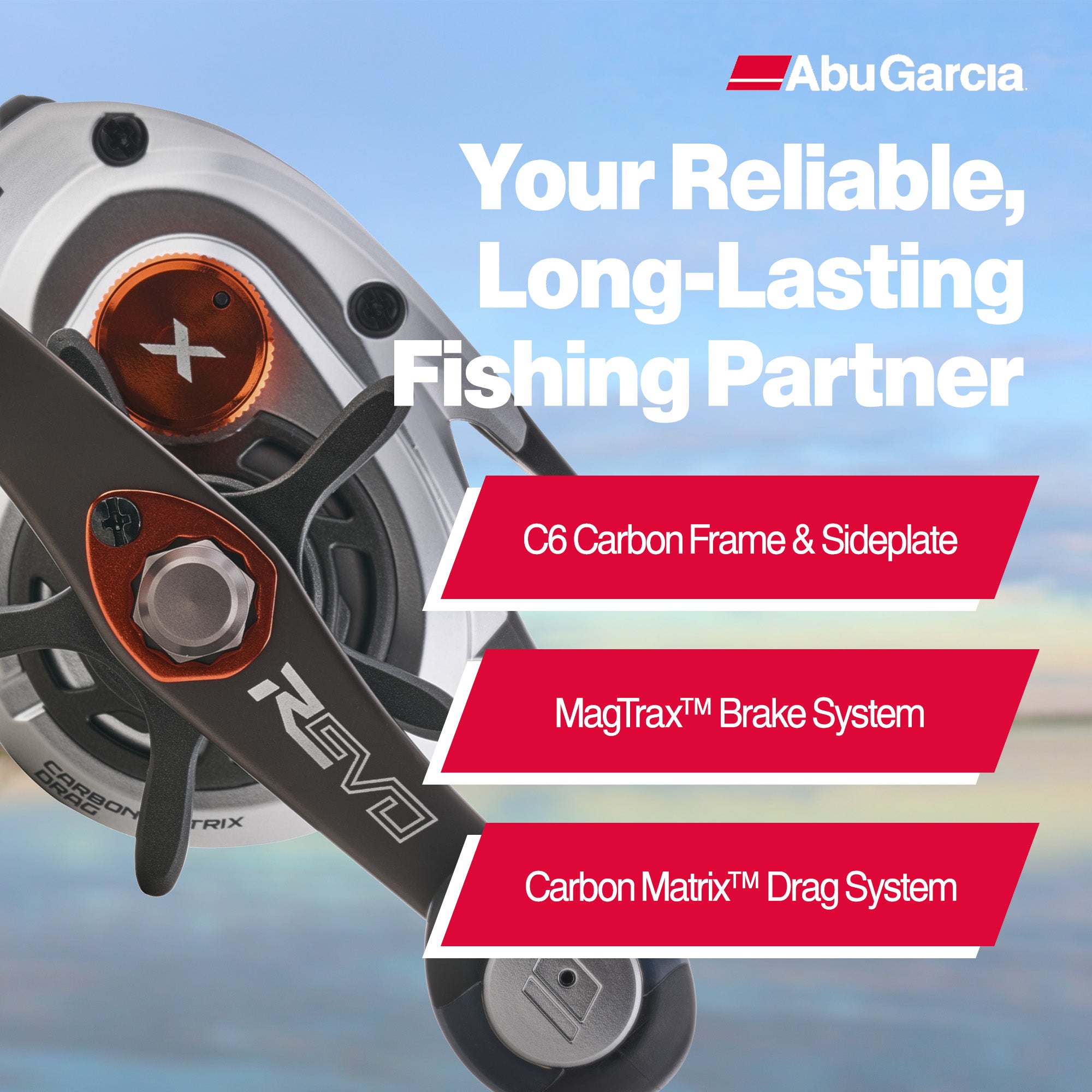 Abu Garcia Revo 5 X High Speed Baitcast Fishing Reel with C6 Carbon Frame, White