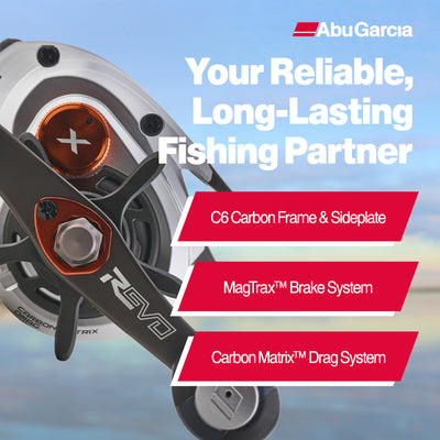 Abu Garcia Revo 5 X High Speed Baitcast Fishing Reel with C6 Carbon Frame, White