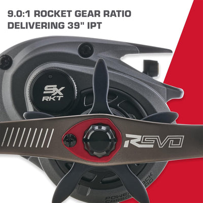 Abu Garcia Revo SX Rocket Low Profile Baitcast Left-Handed Fishing Reel, Grey