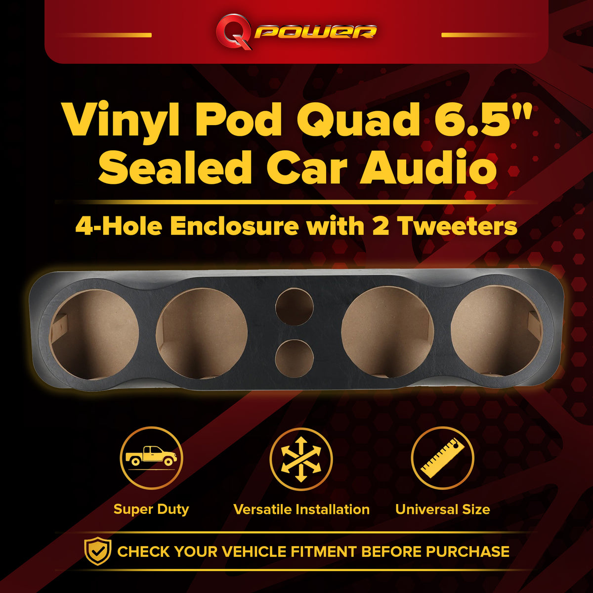 Q Power Vinyl Pod Quad 6.5" Speaker Box, 4-Hole Sealed Enclosure (Open Box)