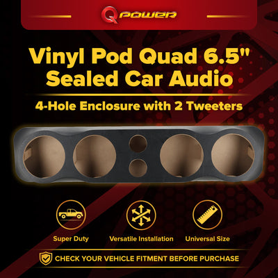 Q Power Vinyl Pod Quad 6.5" Speaker Box, 4-Hole Sealed Enclosure (Open Box)