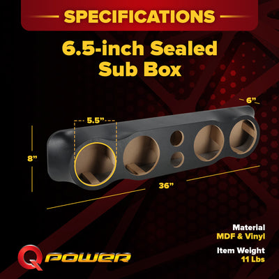 Q Power Vinyl Pod Quad 6.5" Speaker Box, 4-Hole Sealed Enclosure (Open Box)