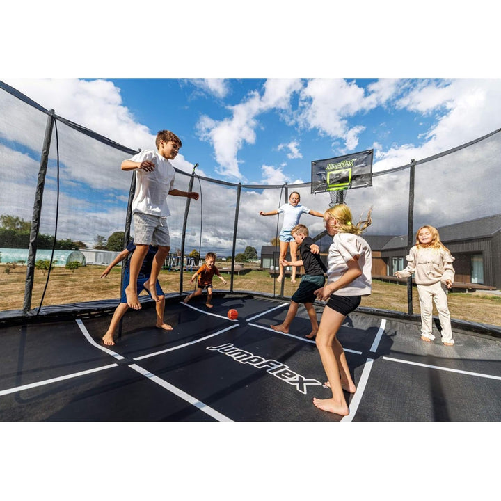 JumpFlex 17' Trampoline MEGA Outdoor Playset with Net and Ladder, Green/Black - VMInnovations