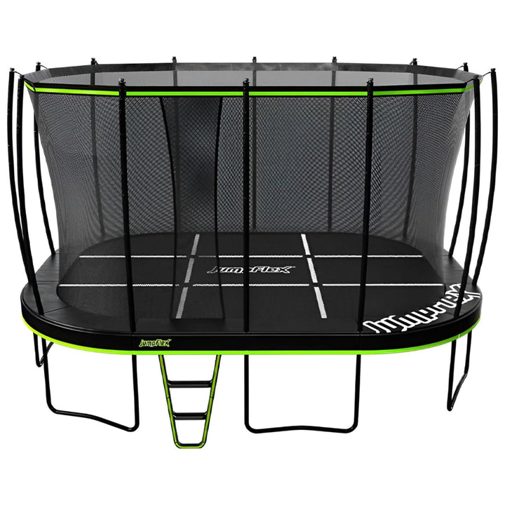 JumpFlex 17' Trampoline MEGA Outdoor Playset with Net and Ladder, Green/Black - VMInnovations