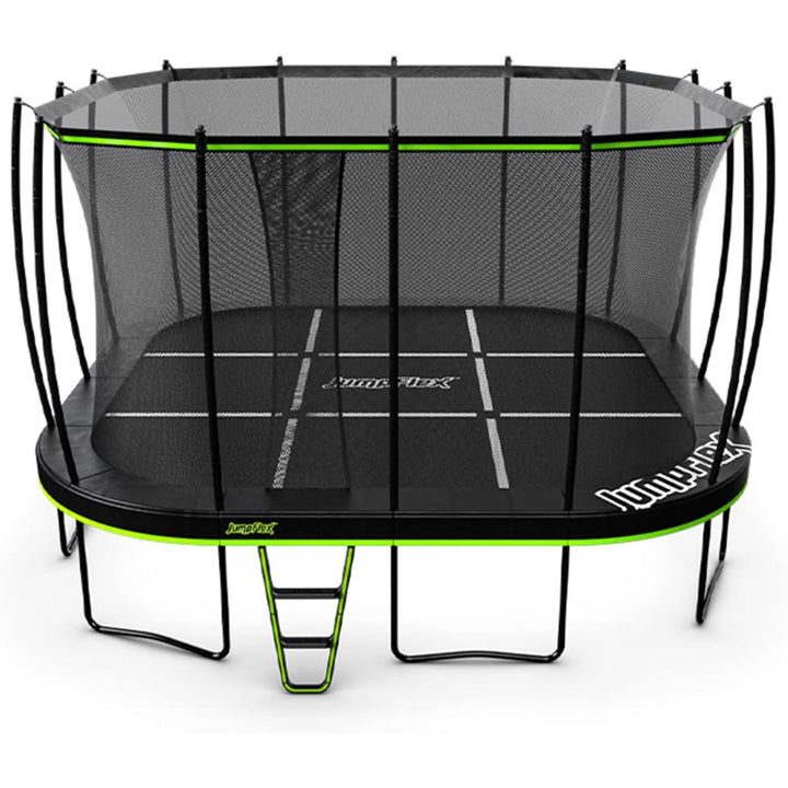 JumpFlex 19' Trampoline MEGA Outdoor Playset with Net and Ladder, Green/Black - VMInnovations