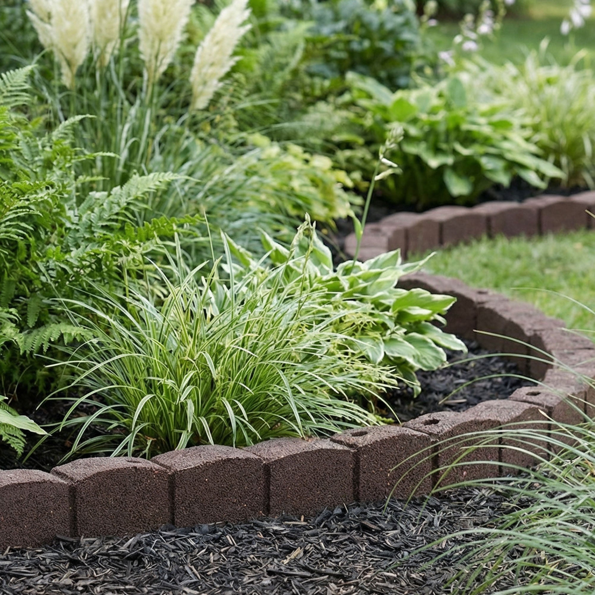 Tierra Verde 48"L Roman Stone Recycled Rubber Garden Border Kit, (Open Box)
