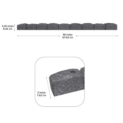 Tierra Verde 48"L Roman Stone Recycled Rubber Garden Border Kit, Grey, 2-Pack - VMInnovations
