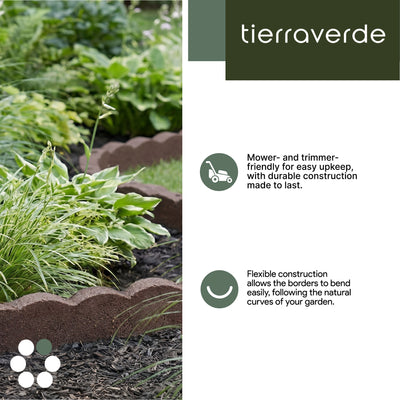 Tierra Verde 47"L Scallop Recycled Rubber Garden Border & Edging, Earth, 2-Pack