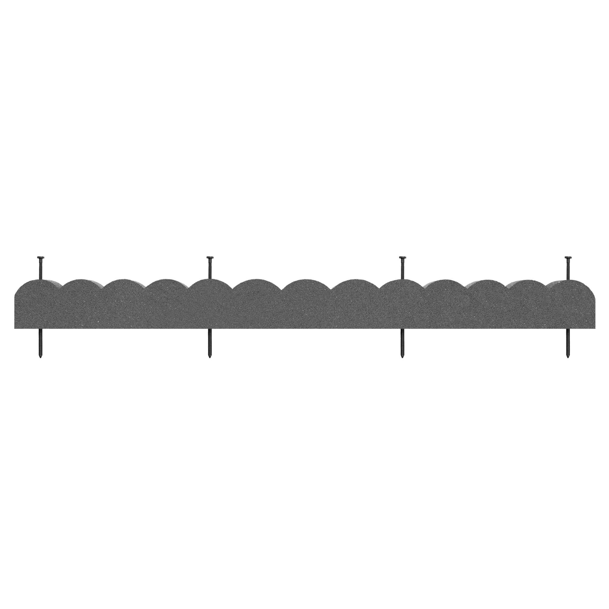 Tierra Verde 47"L Scallop Recycled Rubber Garden Border & Edging, Grey, 2-Pack