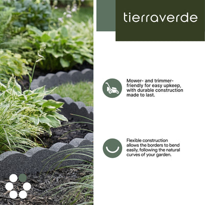 Tierra Verde 47"L Scallop Recycled Rubber Garden Border & Edging, Grey, 2-Pack