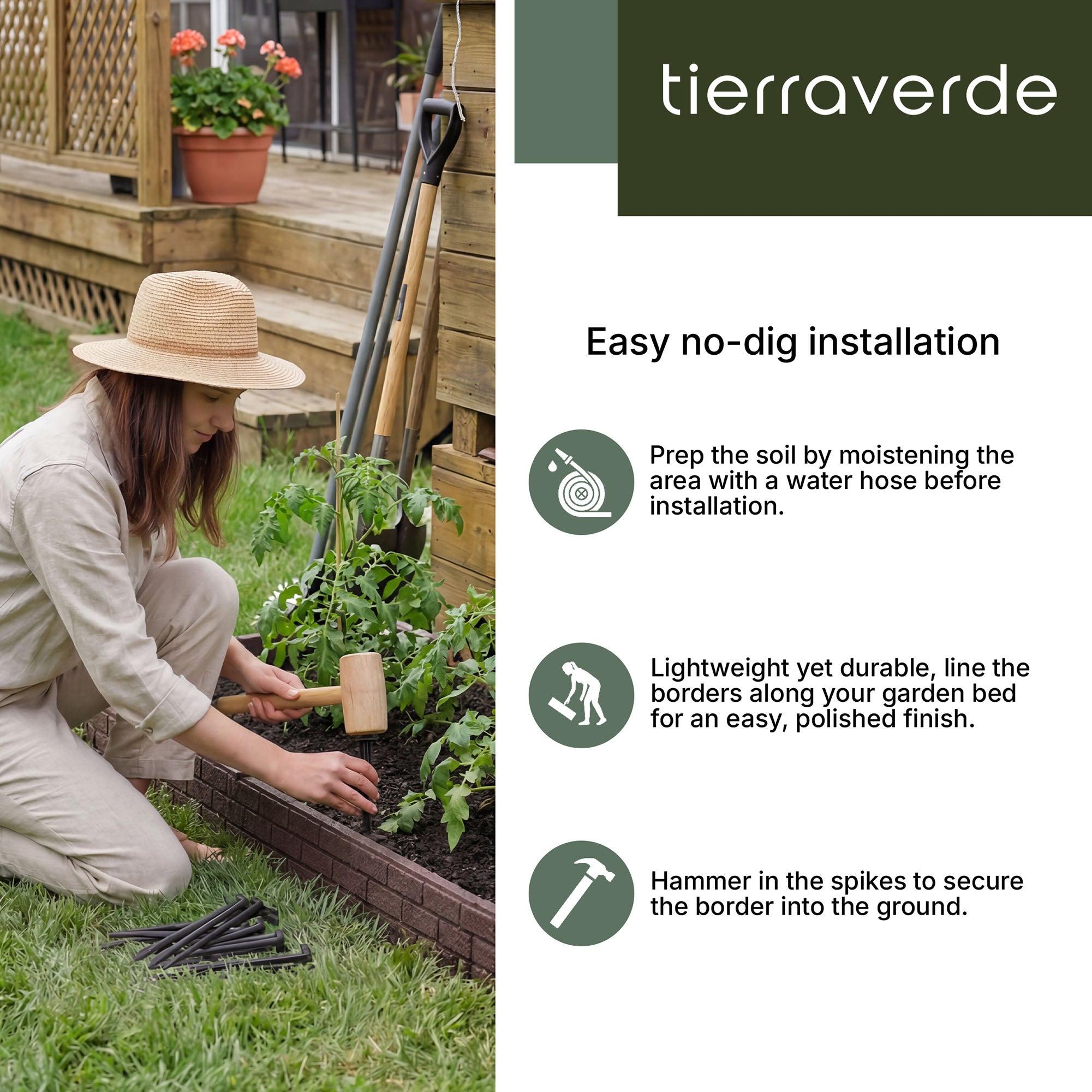 Tierra Verde 48"L x 6"H Bricks, Super Flexible Garden Border Kit, 6 Pk(Open Box)