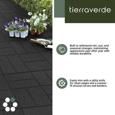 Tierra Verde 16" x 16" Brick Rubber Paver, Outdoor Floor Tiles, Black, 4 Pack - VMInnovations