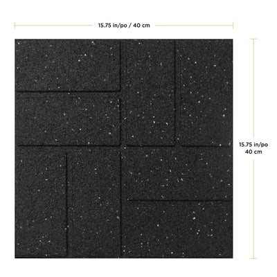 Tierra Verde 16" x 16" Brick Rubber Paver, Outdoor Floor Tiles, Black, 4 Pack - VMInnovations